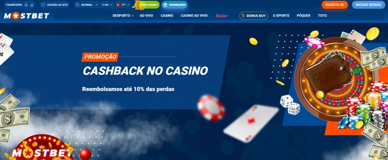 Cashback no cassino Mostbet em Portugal
