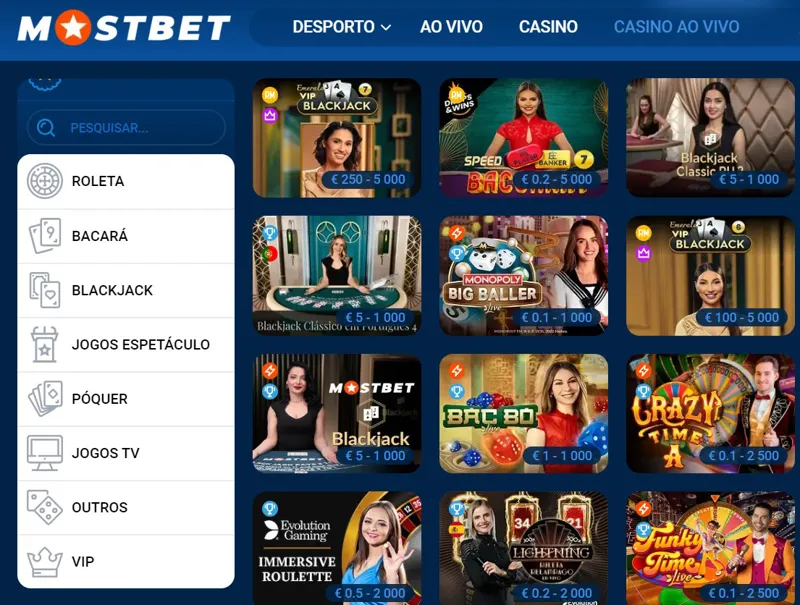 Casino ao vivo português Mostbet: as férias perfeitas