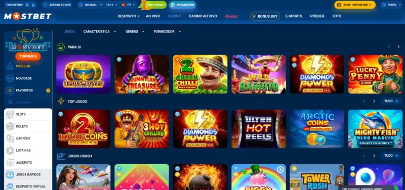 Caça-níqueis no Casino Português Mostbet